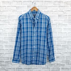 Johnnie-O Men's Long Sleeve Button Down Shirt Blue Plaid Cotton size Medium